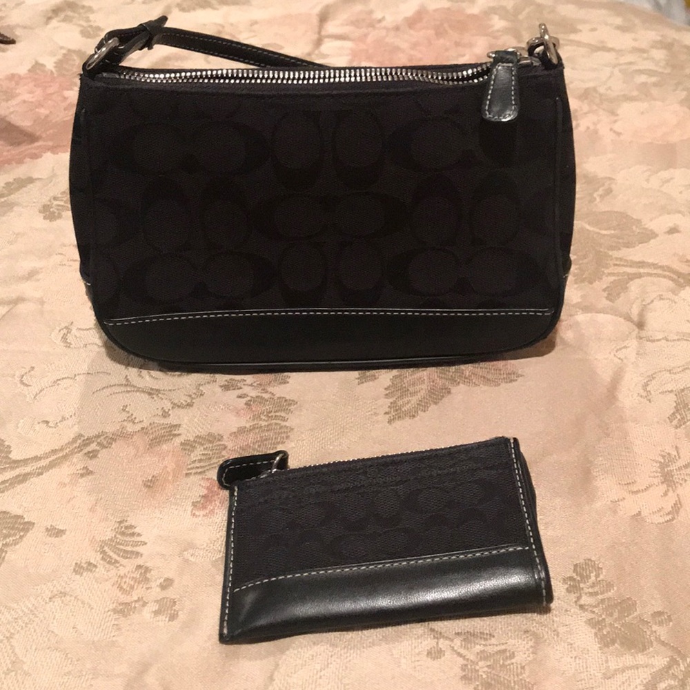 Mini black coach handbag & wallet slightly used